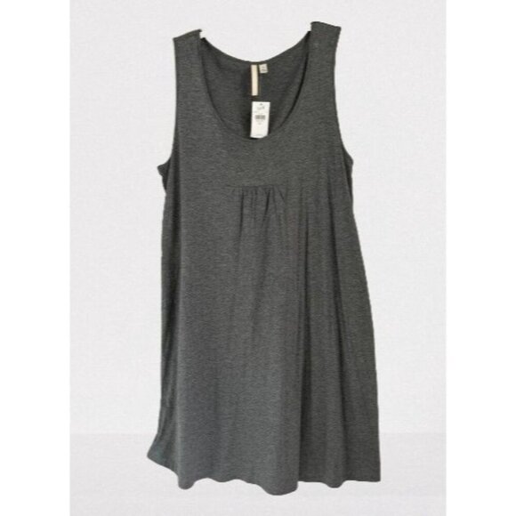 NEW! J. Jill PIMA Cotton Dress Gray A-Line Sleeveless Pitched Fronts Crewneck Si - Picture 1 of 9